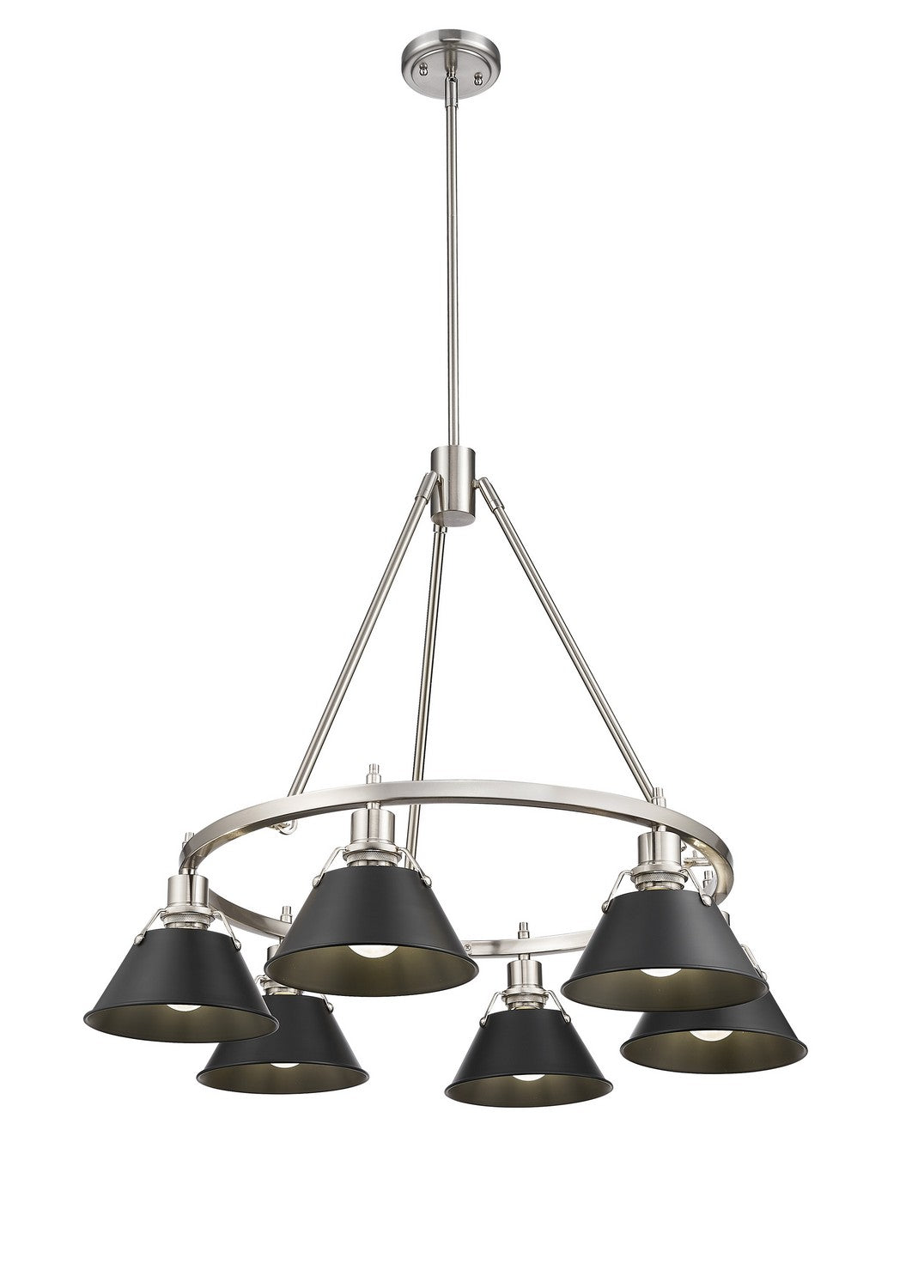 Golden - 3306-6 PW-BLK - Six Light Chandelier - Orwell PW - Pewter