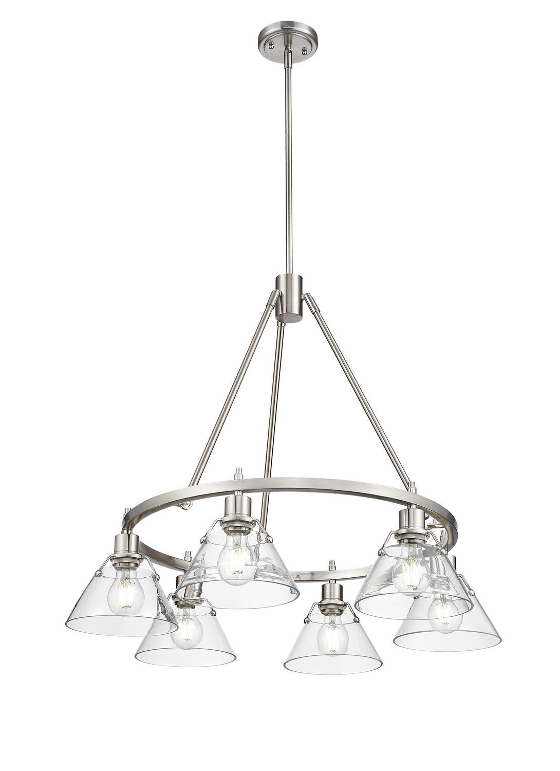 Golden - 3306-6 PW-CLR - Six Light Chandelier - Orwell PW - Pewter