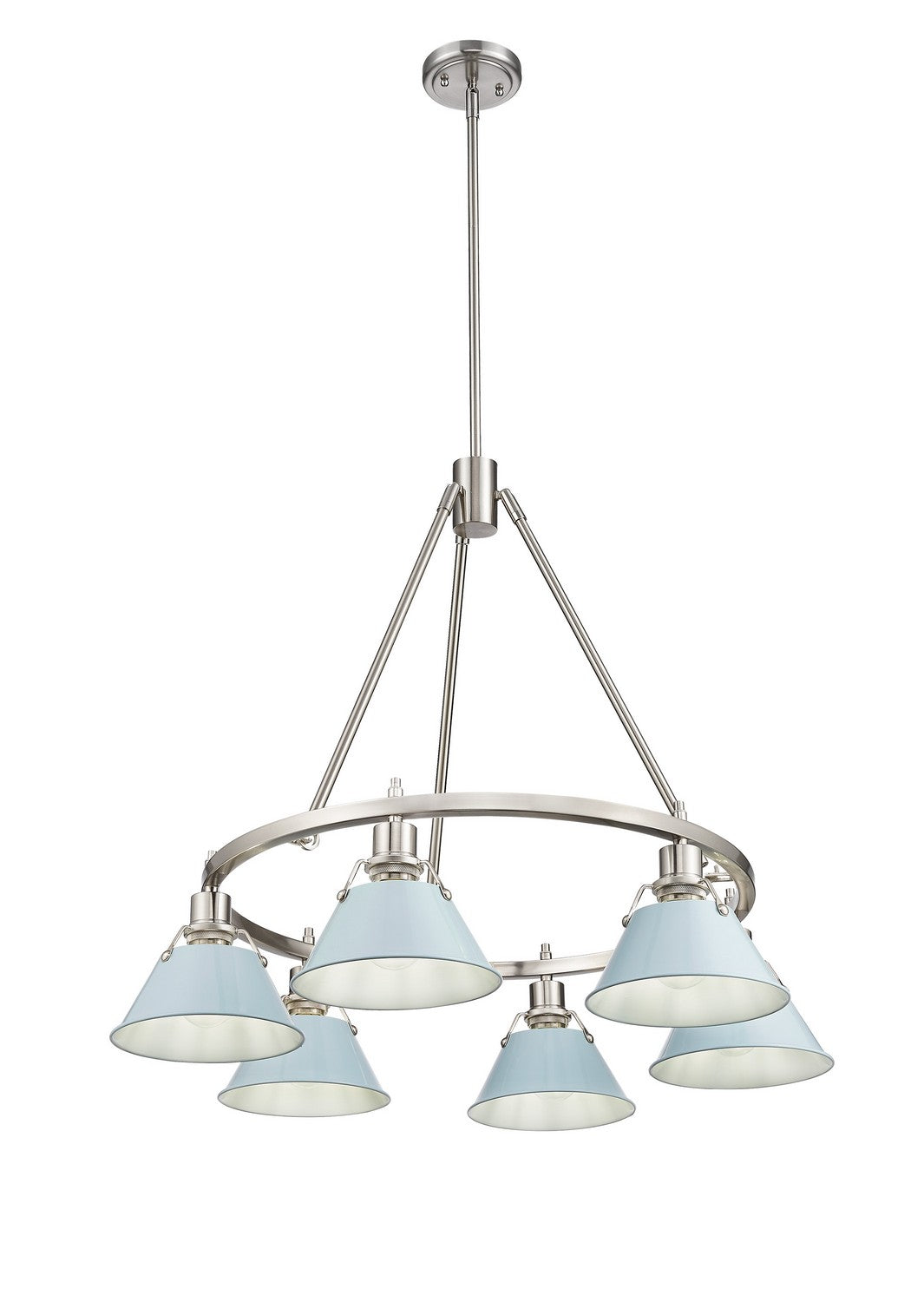 Golden - 3306-6 PW-DB - Six Light Chandelier - Orwell PW - Pewter