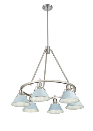 Golden - 3306-6 PW-DB - Six Light Chandelier - Orwell PW - Pewter