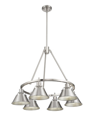 Golden - 3306-6 PW-PW - Six Light Chandelier - Orwell PW - Pewter