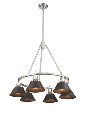 Golden - 3306-6 PW-RBZ - Six Light Chandelier - Orwell PW - Pewter