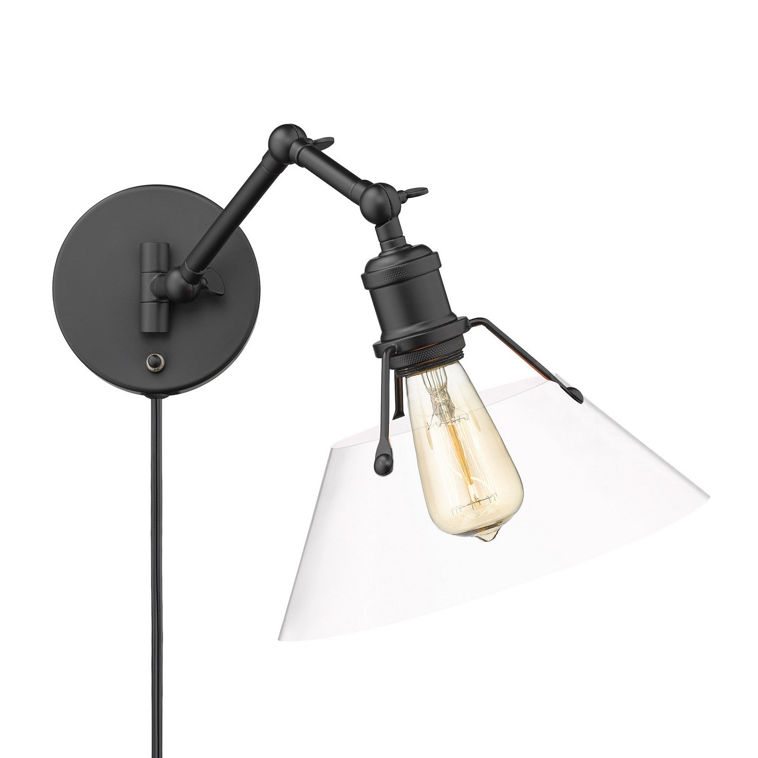 Golden - 3306-A1W BLK-CLR - One Light Wall Sconce - Orwell BLK - Matte Black