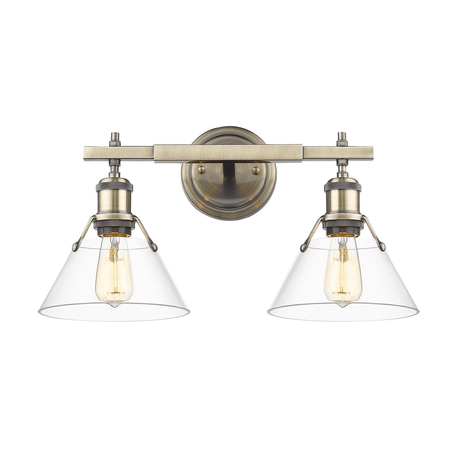 Golden - 3306-BA2 AB-CLR - Two Light Bath Vanity - Orwell AB - Aged Brass