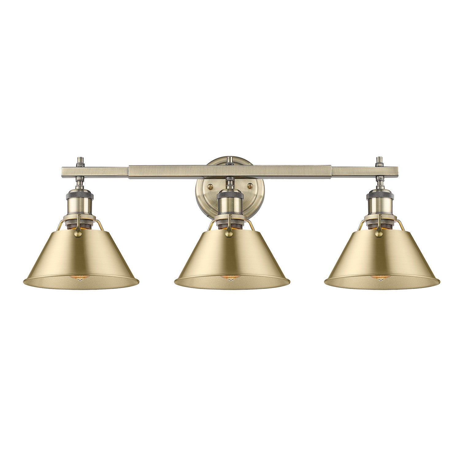 Golden - 3306-BA3 AB-BCB - Three Light Bath Vanity - Orwell AB - Aged Brass