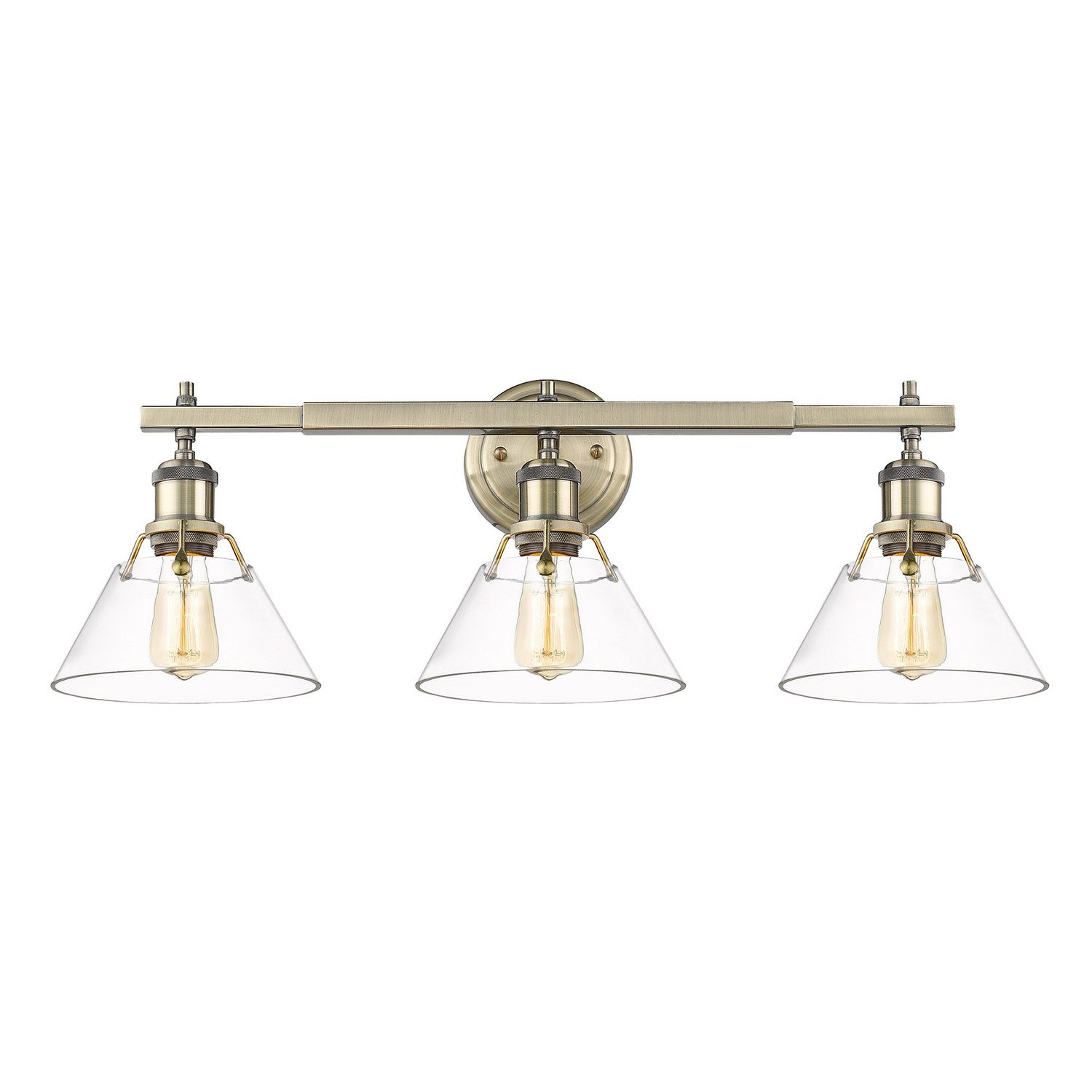 Golden - 3306-BA3 AB-CLR - Three Light Bath Vanity - Orwell AB - Aged Brass