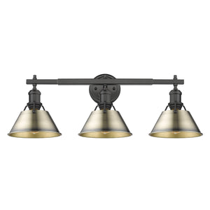 Golden - 3306-BA3 BLK-AB - Three Light Bath Vanity - Orwell BLK - Matte Black