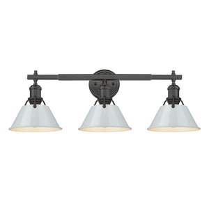 Golden - 3306-BA3 BLK-DB - Three Light Bath Vanity - Orwell BLK - Matte Black