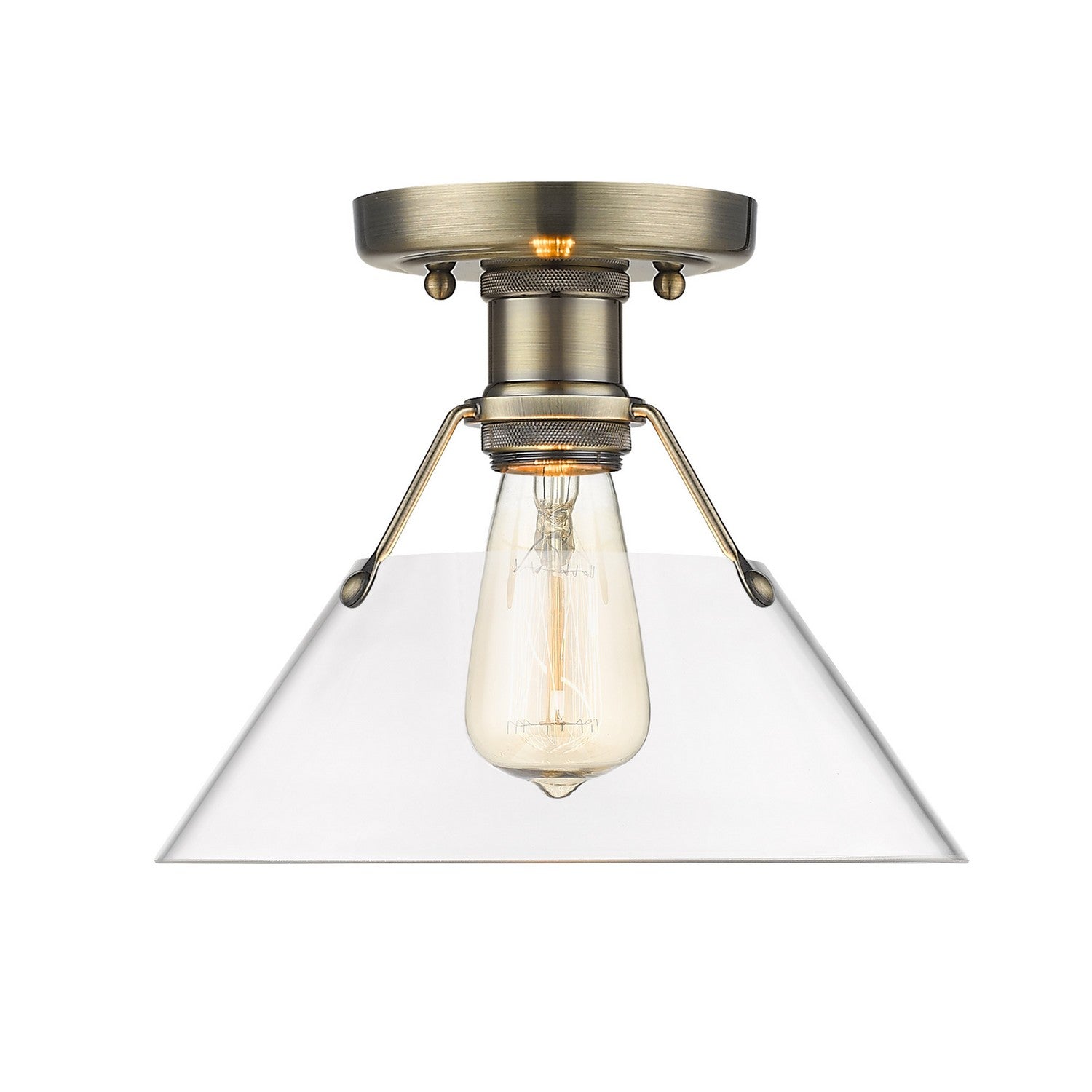 Golden - 3306-FM AB-CLR - One Light Flush Mount - Orwell AB - Aged Brass