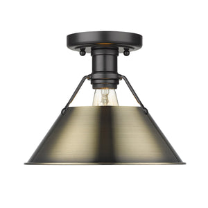 Golden - 3306-FM BLK-AB - One Light Flush Mount - Orwell BLK - Matte Black