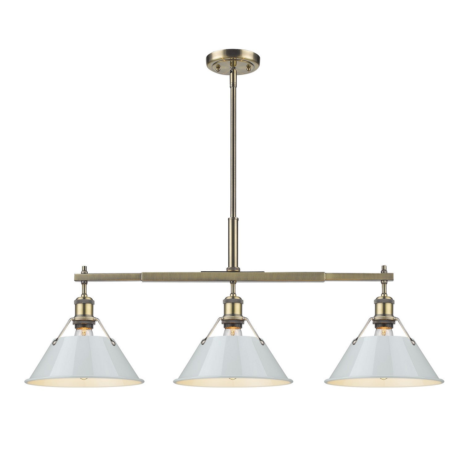 Golden - 3306-LP AB-DB - Three Light Linear Pendant - Orwell AB - Aged Brass