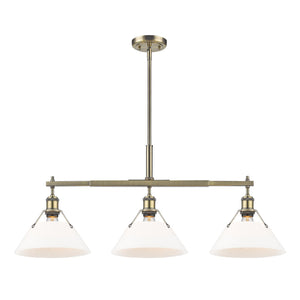 Golden - 3306-LP AB-OP - Three Light Linear Pendant - Orwell AB - Aged Brass