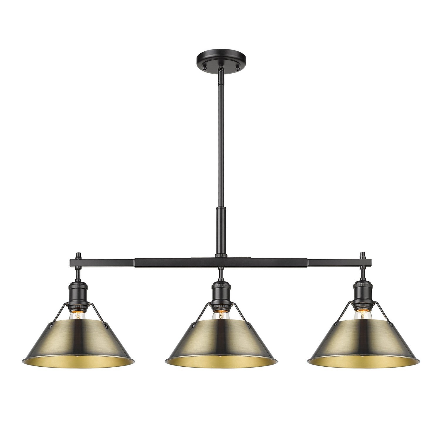 Golden - 3306-LP BLK-AB - Three Light Linear Pendant - Orwell BLK - Matte Black