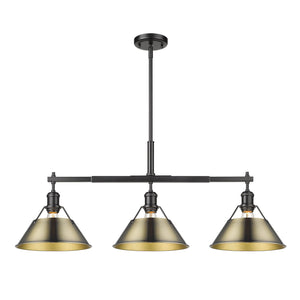 Golden - 3306-LP BLK-AB - Three Light Linear Pendant - Orwell BLK - Matte Black