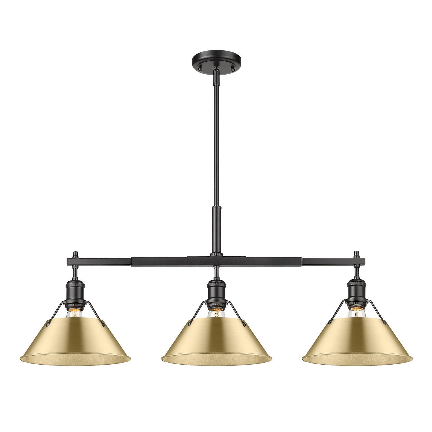 Golden - 3306-LP BLK-BCB - Three Light Linear Pendant - Orwell BLK - Matte Black