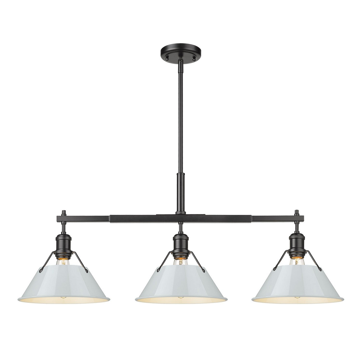 Golden - 3306-LP BLK-DB - Three Light Linear Pendant - Orwell BLK - Matte Black