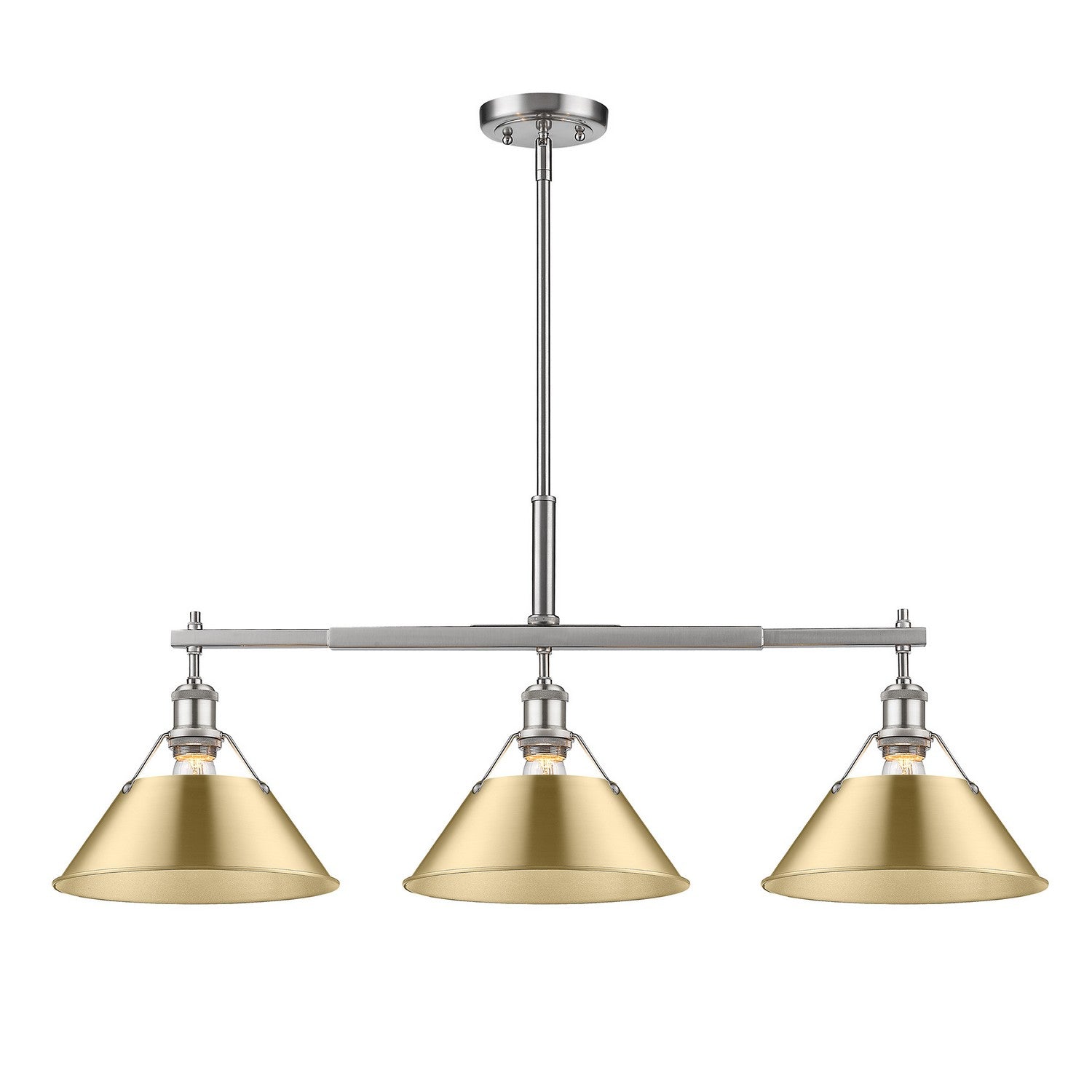 Golden - 3306-LP PW-BCB - Three Light Linear Pendant - Orwell PW - Pewter