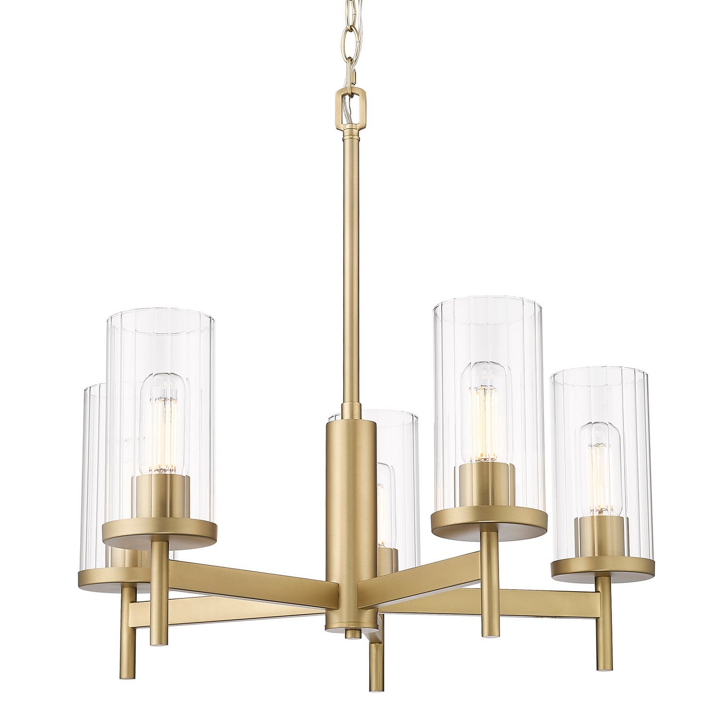 Golden - 7011-5 BCB-CLR - Five Light Chandelier - Winslett BCB - Brushed Champagne Bronze