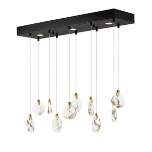 ET2 - E11076-122BKPG - LED Linear Pendant - Pebble - Black / Polished Gold