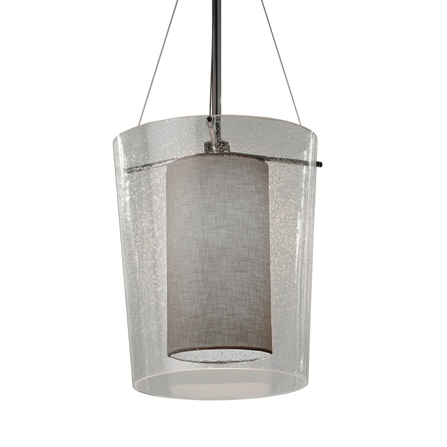 Justice Designs - FAB-8010-GRAY-NCKL - One Light Pendant - Textile - Brushed Nickel