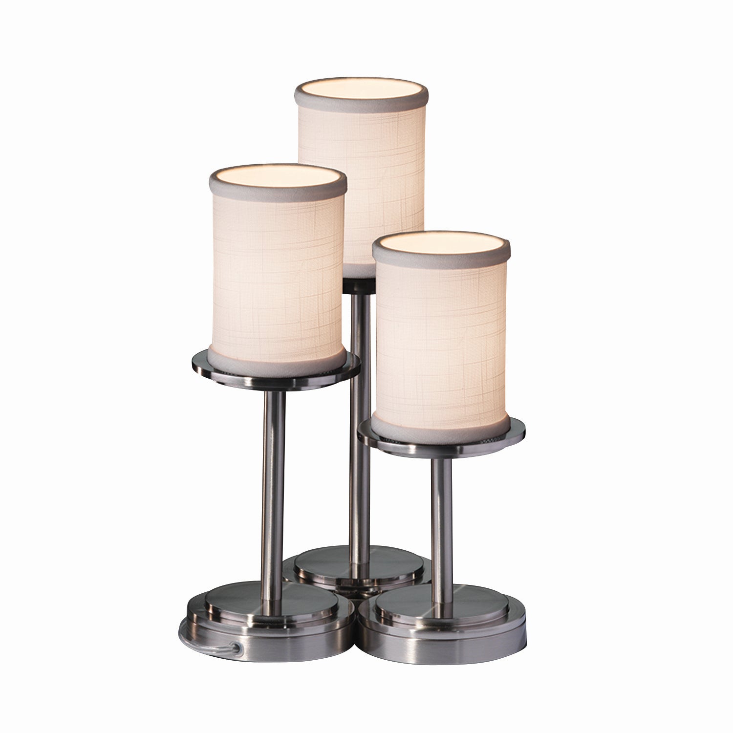 Justice Designs - FAB-8797-10-WHTE-NCKL - Three Light Table Lamp - Textile - Brushed Nickel