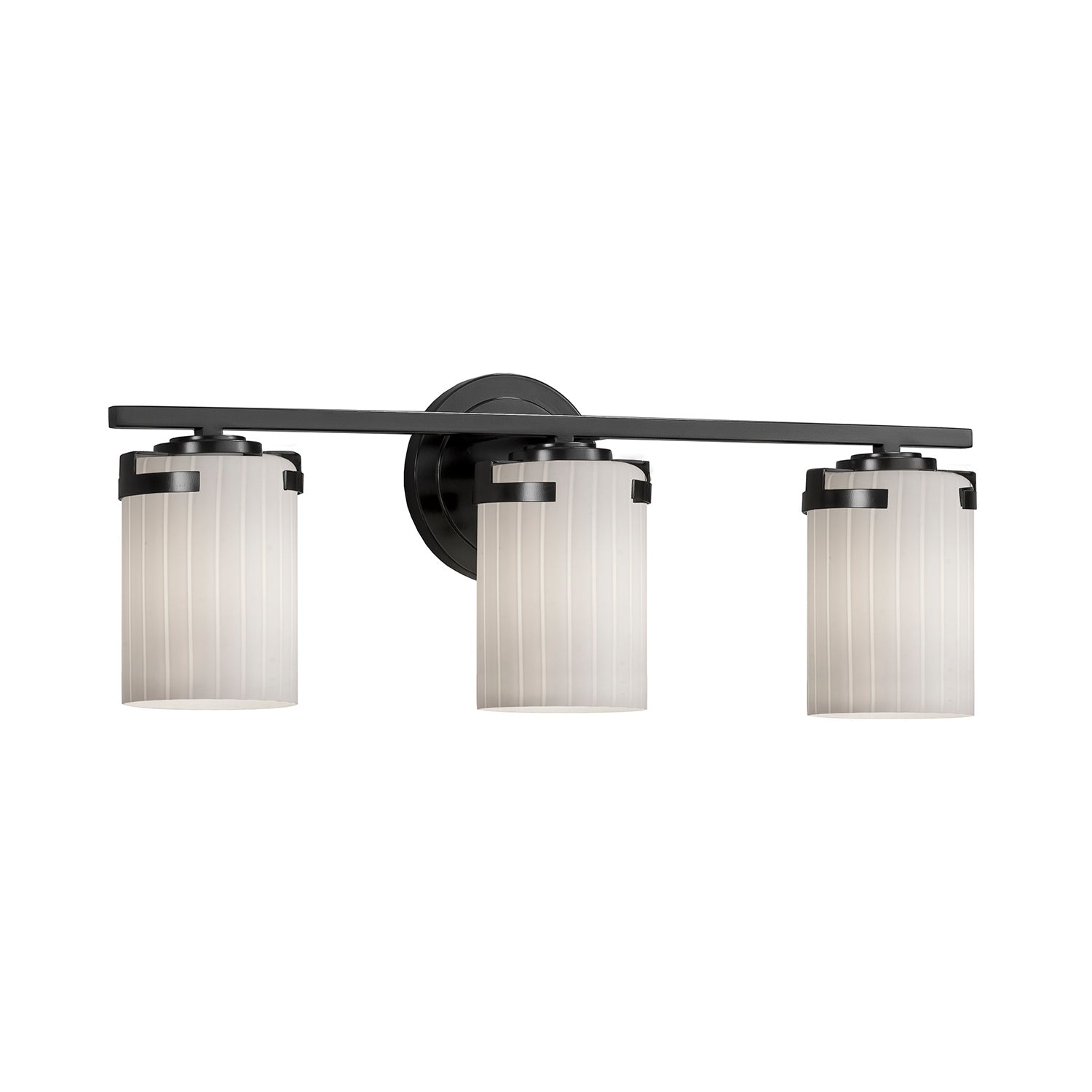 Justice Designs - FSN-8453-10-RBON-MBLK - Three Light Bath Bar - Fusion - Matte Black