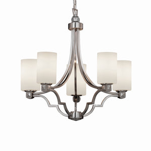 Justice Designs - FSN-8500-10-OPAL-NCKL - Five Light Chandelier - Fusion - Brushed Nickel