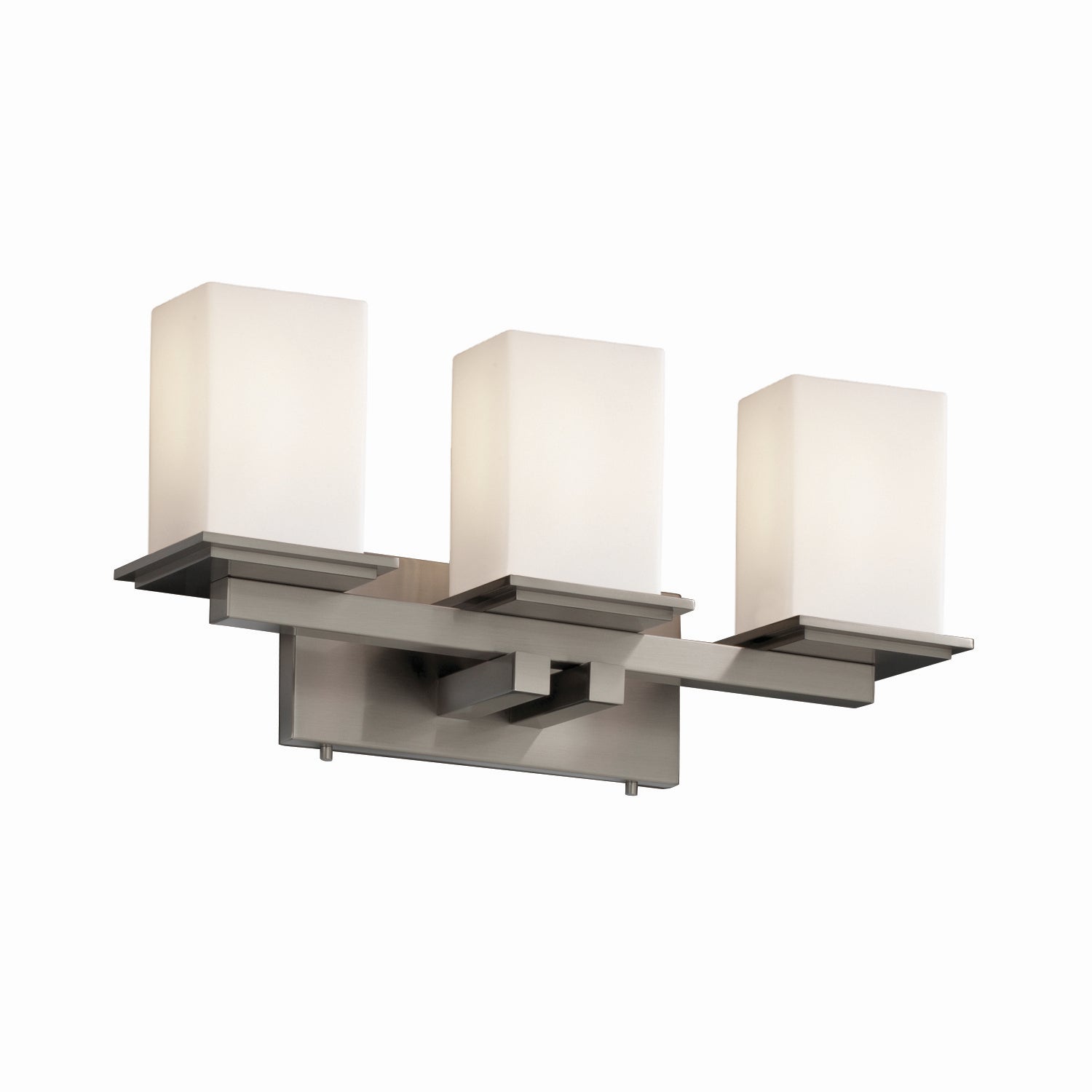 Justice Designs - FSN-8673-15-OPAL-NCKL - Three Light Bath Bar - Fusion - Brushed Nickel