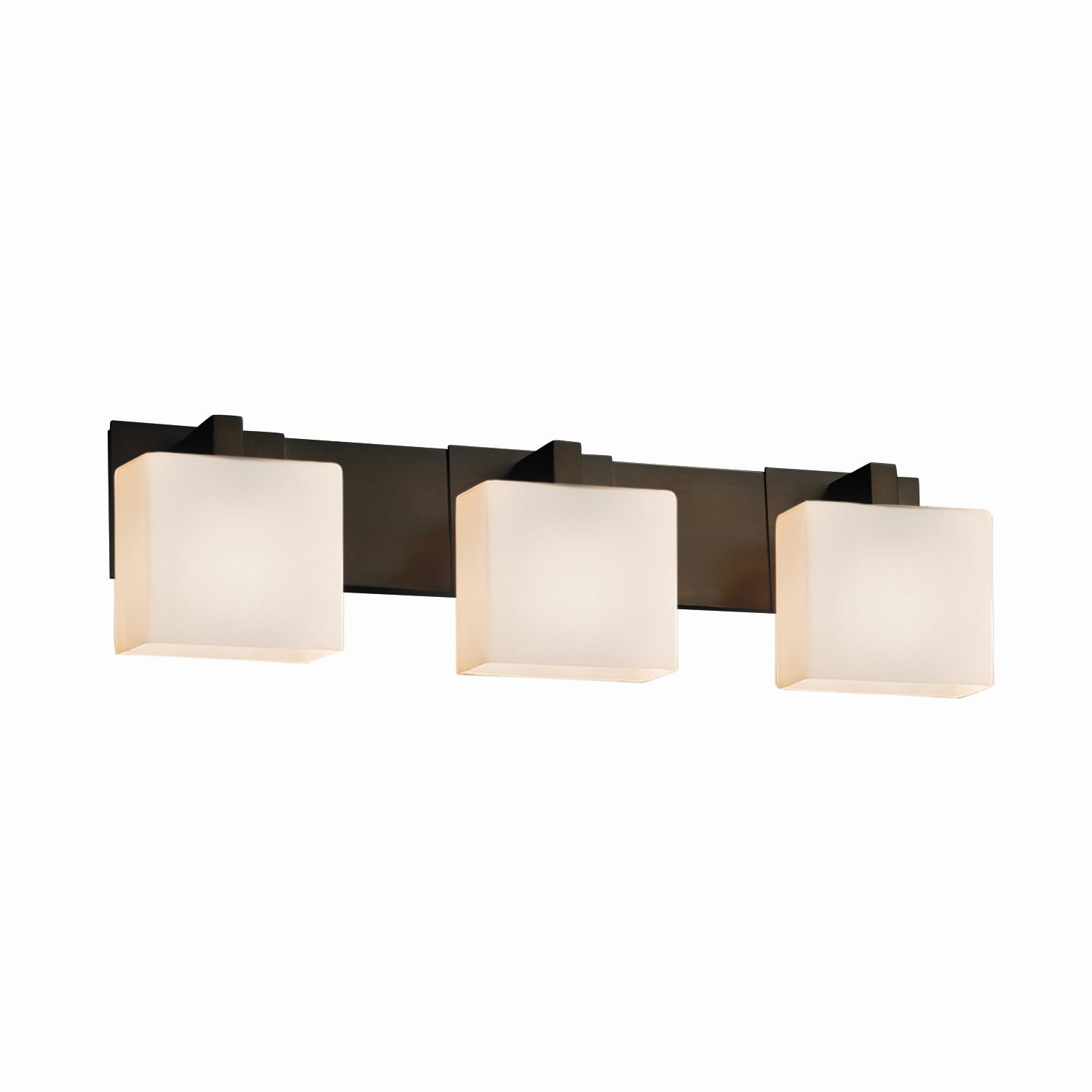 Justice Designs - FSN-8923-55-OPAL-DBRZ - Three Light Bath Bar - Fusion - Dark Bronze