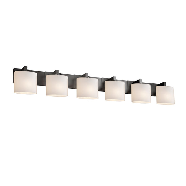 Justice Designs - FSN-8926-30-OPAL-MBLK - Six Light Bath Bar - Fusion - Matte Black