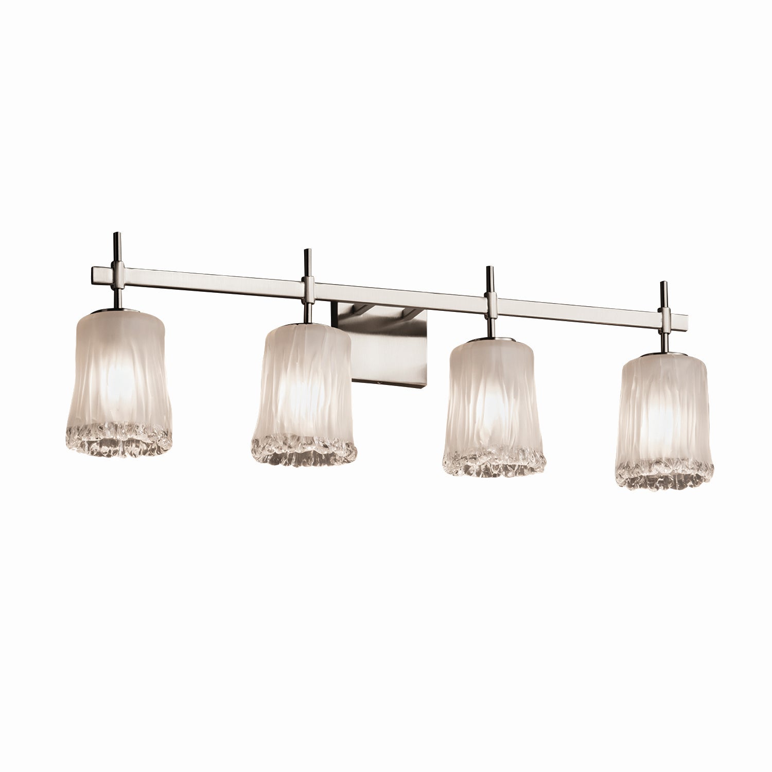 Justice Designs - GLA-8414-16-WTFR-NCKL - Four Light Bath Bar - Veneto Luce - Brushed Nickel