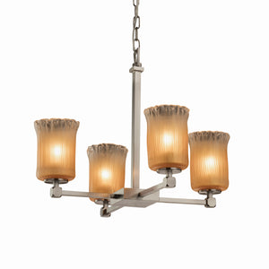 Justice Designs - GLA-8420-16-GLDC-NCKL - Four Light Chandelier - Veneto Luce - Brushed Nickel