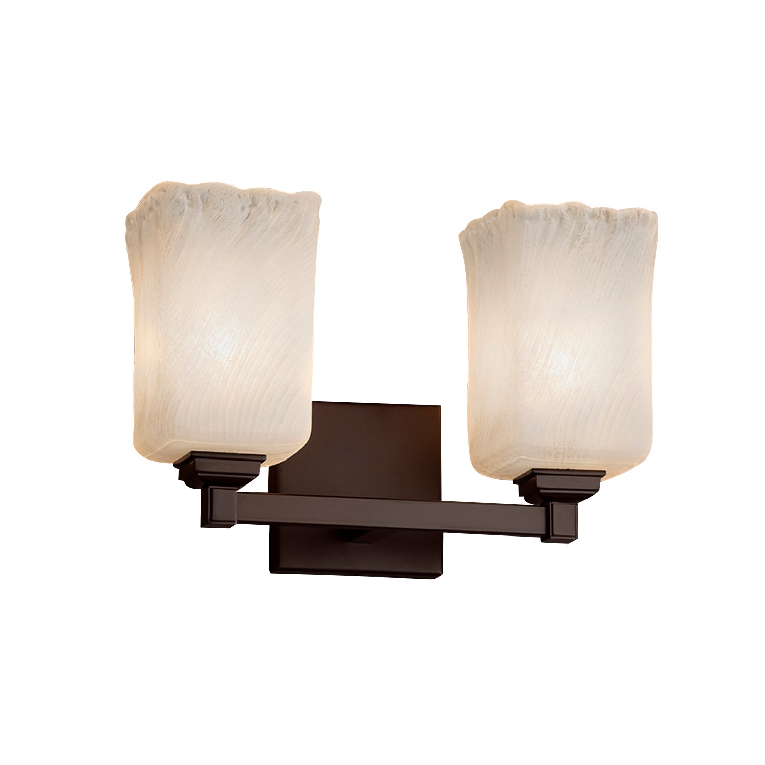 Justice Designs - GLA-8432-26-WHTW-DBRZ - Two Light Bath Bar - Veneto Luce - Dark Bronze