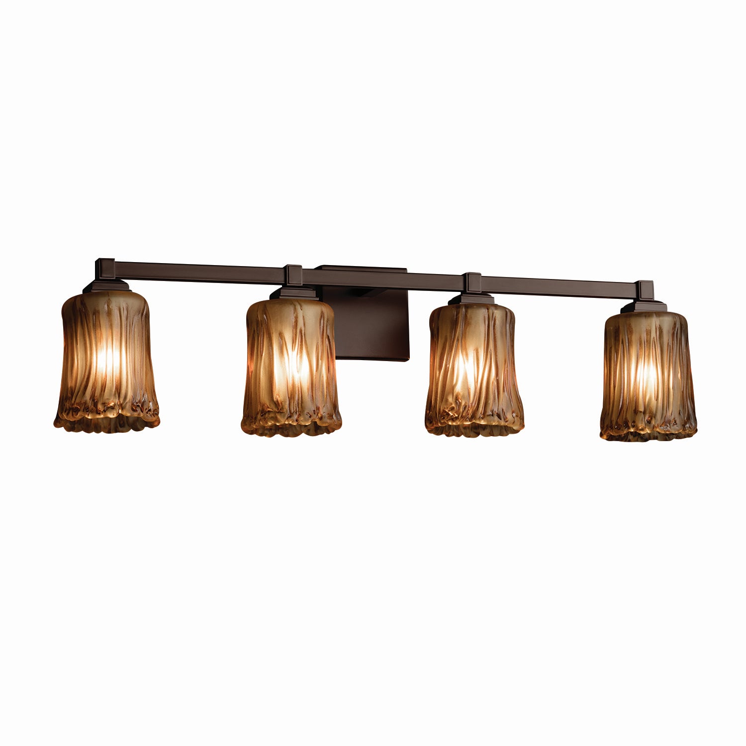 Justice Designs - GLA-8434-16-AMBR-DBRZ - Four Light Bath Bar - Veneto Luce - Dark Bronze