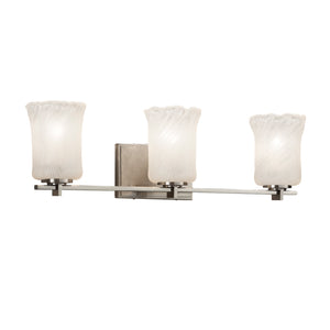 Justice Designs - GLA-8443-16-WHTW-NCKL - Three Light Bath Bar - Veneto Luce - Brushed Nickel