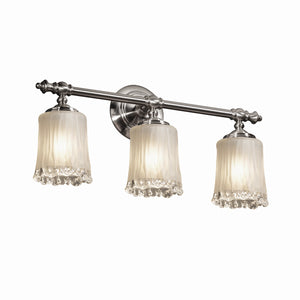 Justice Designs - GLA-8523-16-WTFR-NCKL - Three Light Bath Bar - Veneto Luce - Brushed Nickel