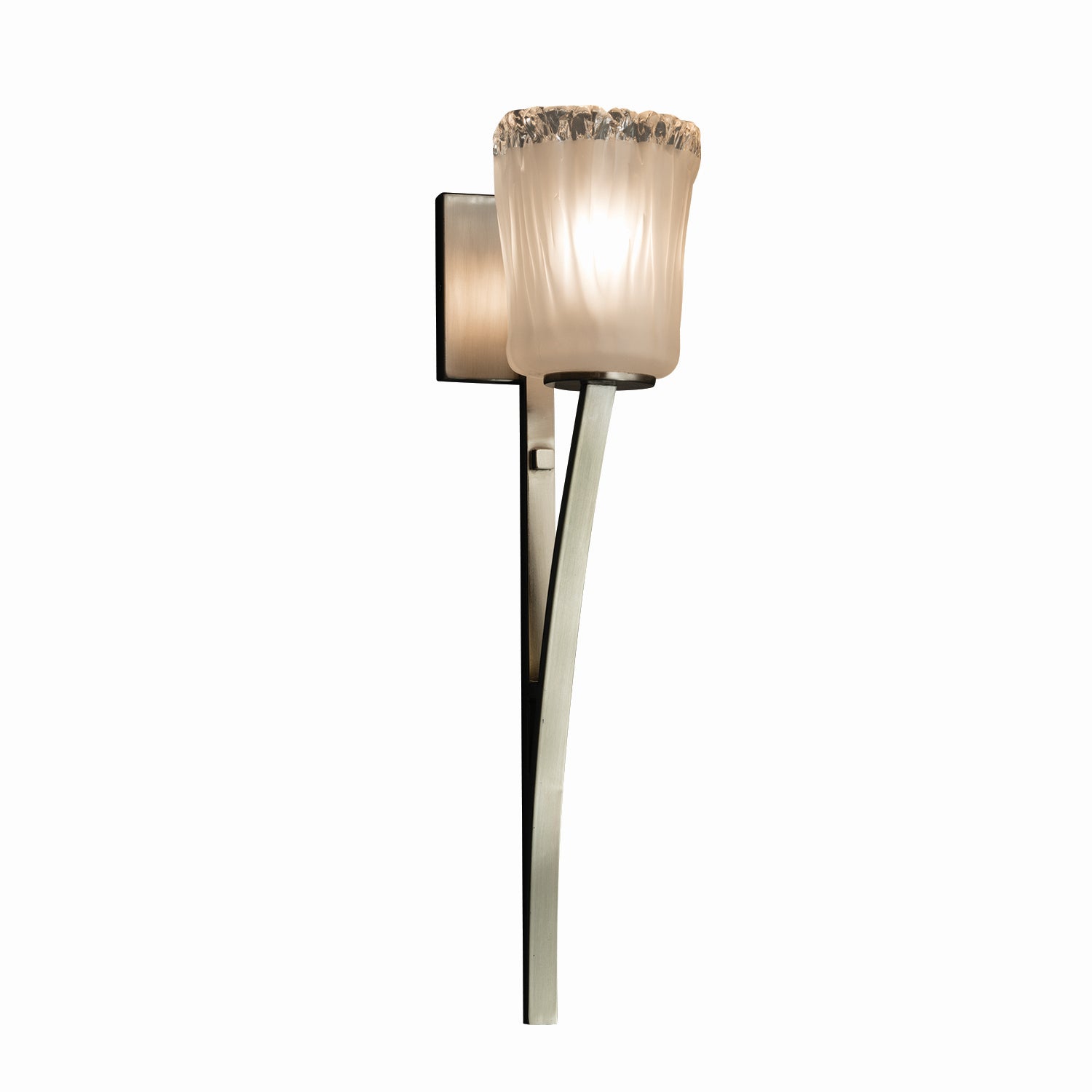 Justice Designs - GLA-8791-16-WTFR-NCKL - One Light Wall Sconce - Veneto Luce - Brushed Nickel