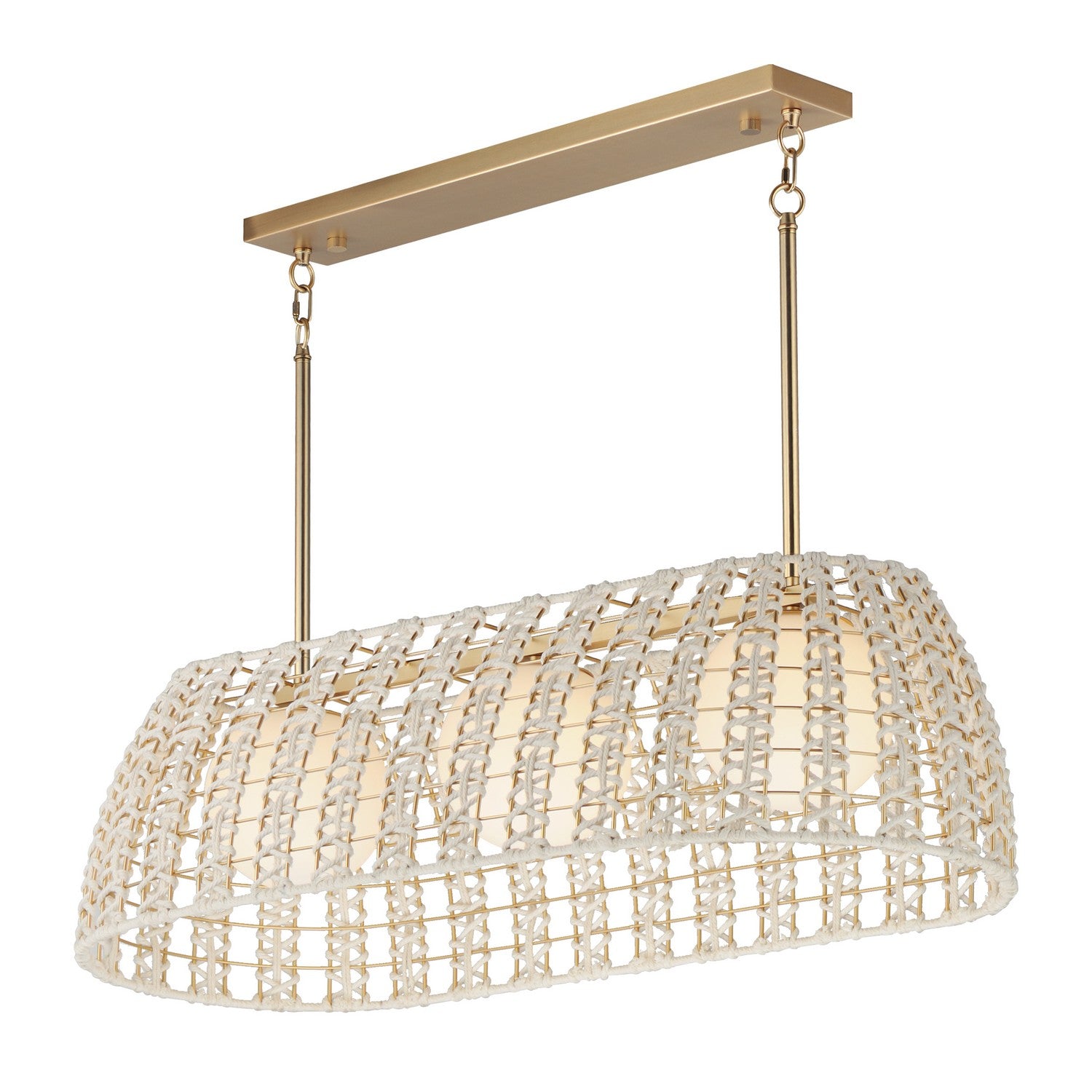 Maxim - 22483SWGLD - Three Light Linear Pendant - Macrame - Gold