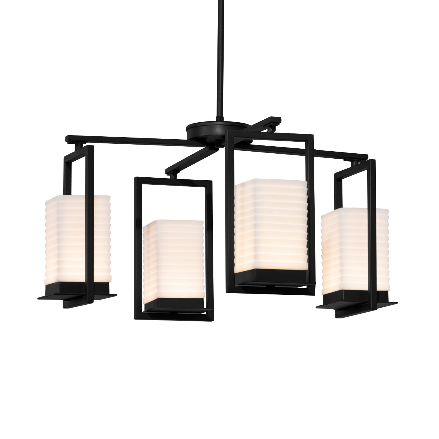 Justice Designs - PNA-7510W-SAWT-MBLK - LED Outdoor Chandelier - Porcelina - Matte Black