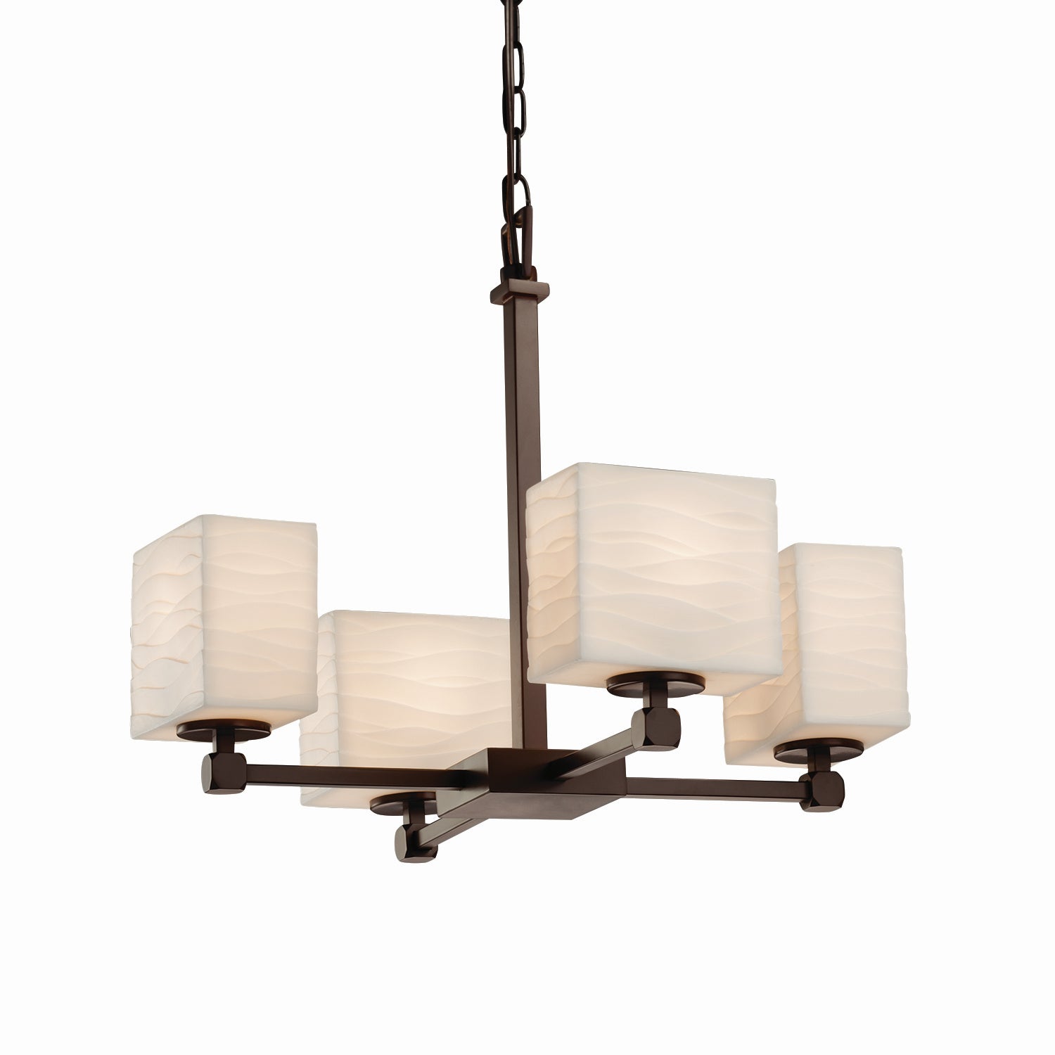 Justice Designs - PNA-8420-55-WAVE-DBRZ - Four Light Chandelier - Porcelina - Dark Bronze