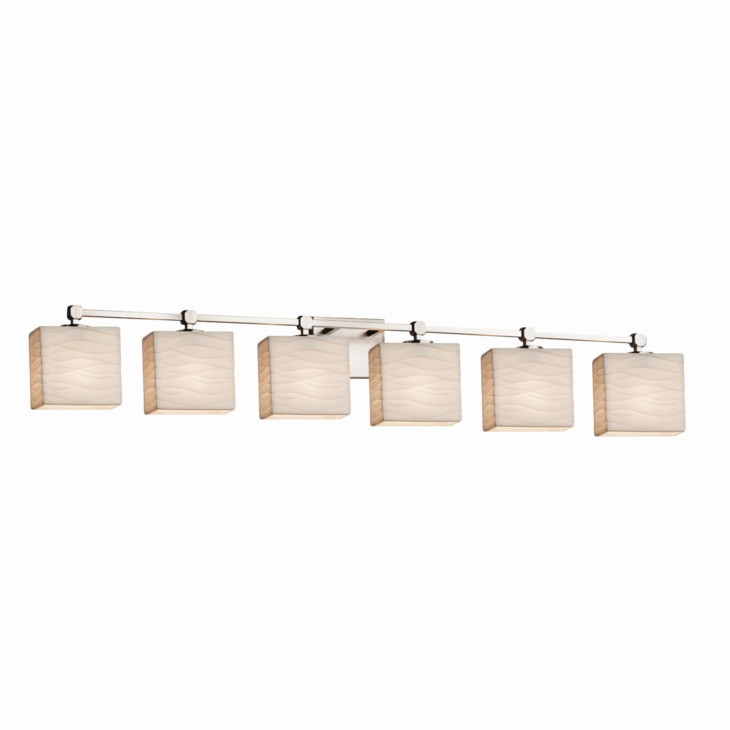 Justice Designs - PNA-8426-55-WAVE-NCKL - Six Light Bath Bar - Porcelina - Brushed Nickel