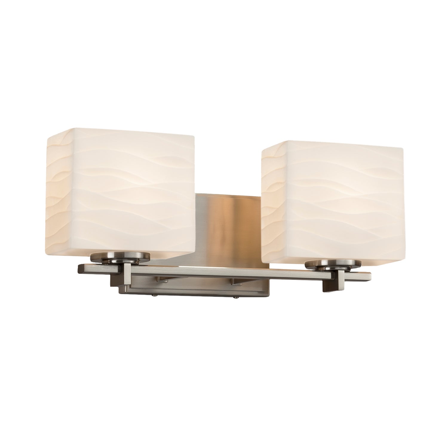 Justice Designs - PNA-8442-55-WAVE-NCKL - Two Light Bath Bar - Porcelina - Brushed Nickel