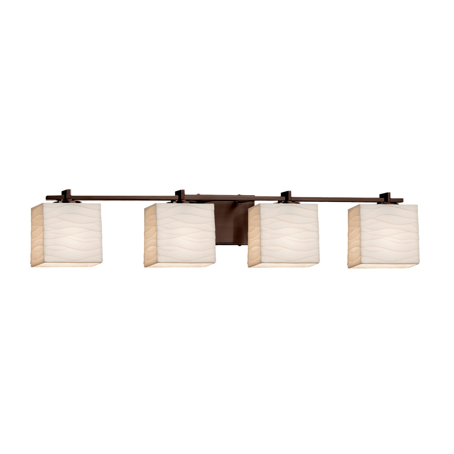 Justice Designs - PNA-8444-55-WAVE-DBRZ - Four Light Bath Bar - Porcelina - Dark Bronze