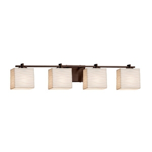 Justice Designs - PNA-8444-55-WAVE-DBRZ - Four Light Bath Bar - Porcelina - Dark Bronze