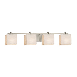 Justice Designs - PNA-8444-55-WAVE-NCKL - Four Light Bath Bar - Porcelina - Brushed Nickel