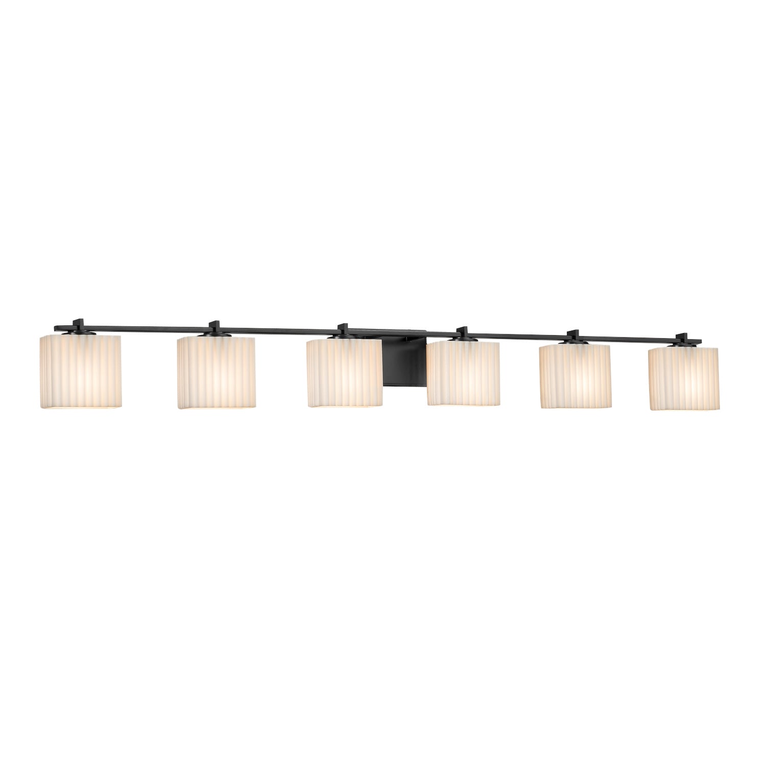 Justice Designs - PNA-8446-55-PLET-MBLK - Six Light Bath Bar - Porcelina - Matte Black