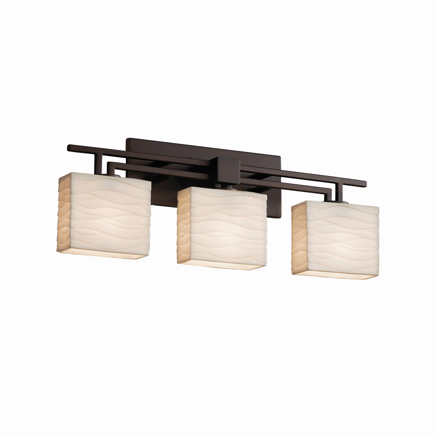 Justice Designs - PNA-8703-55-WAVE-DBRZ - Three Light Bath Bar - Porcelina - Dark Bronze