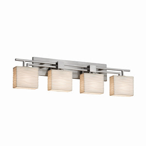 Justice Designs - PNA-8704-55-WAVE-NCKL - Four Light Bath Bar - Porcelina - Brushed Nickel