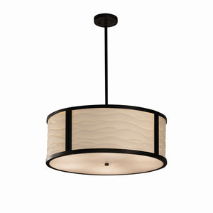 Justice Designs - PNA-9542-WAVE-MBLK - Six Light Pendant - Porcelina - Matte Black