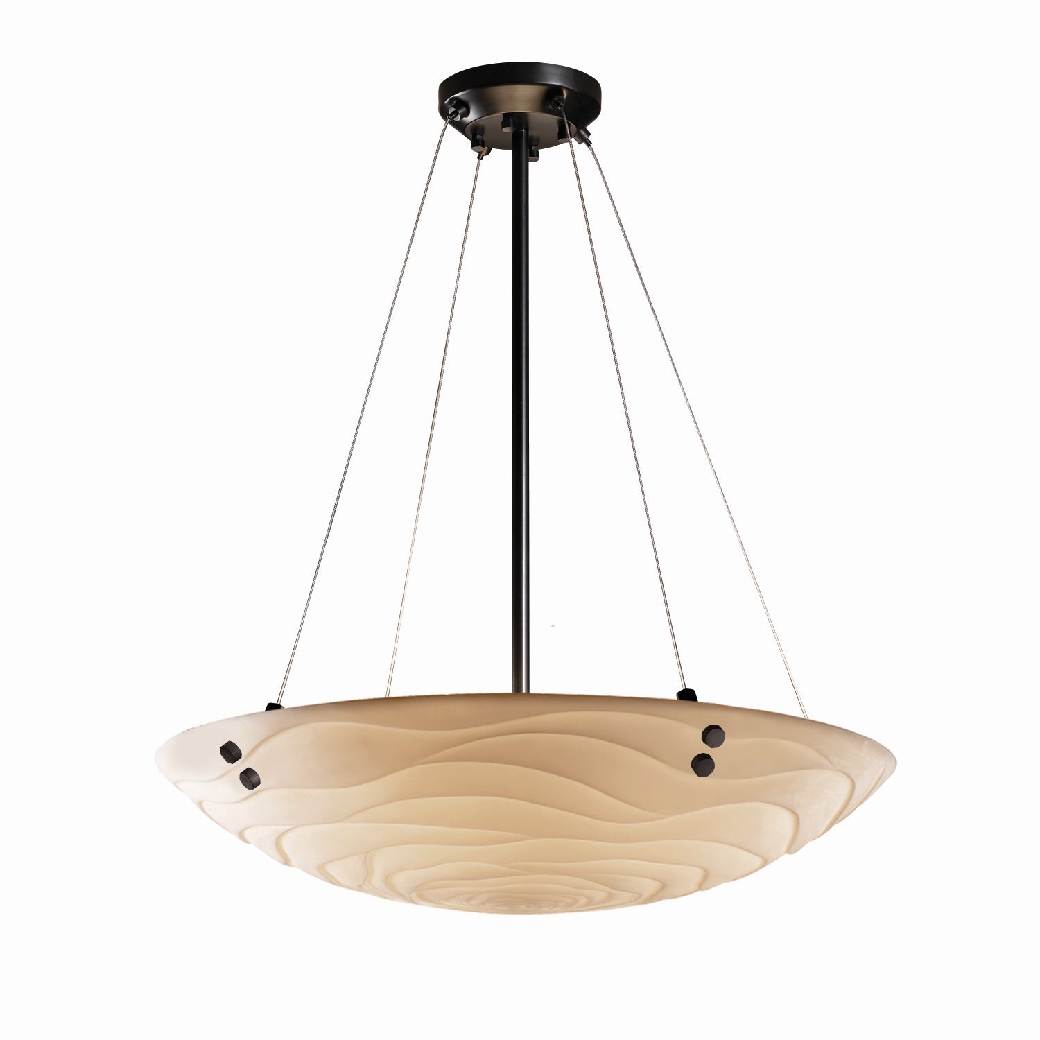 Justice Designs - PNA-9669-35-WAVE-MBLK-F1 - 12 Light Pendant - Porcelina - Matte Black